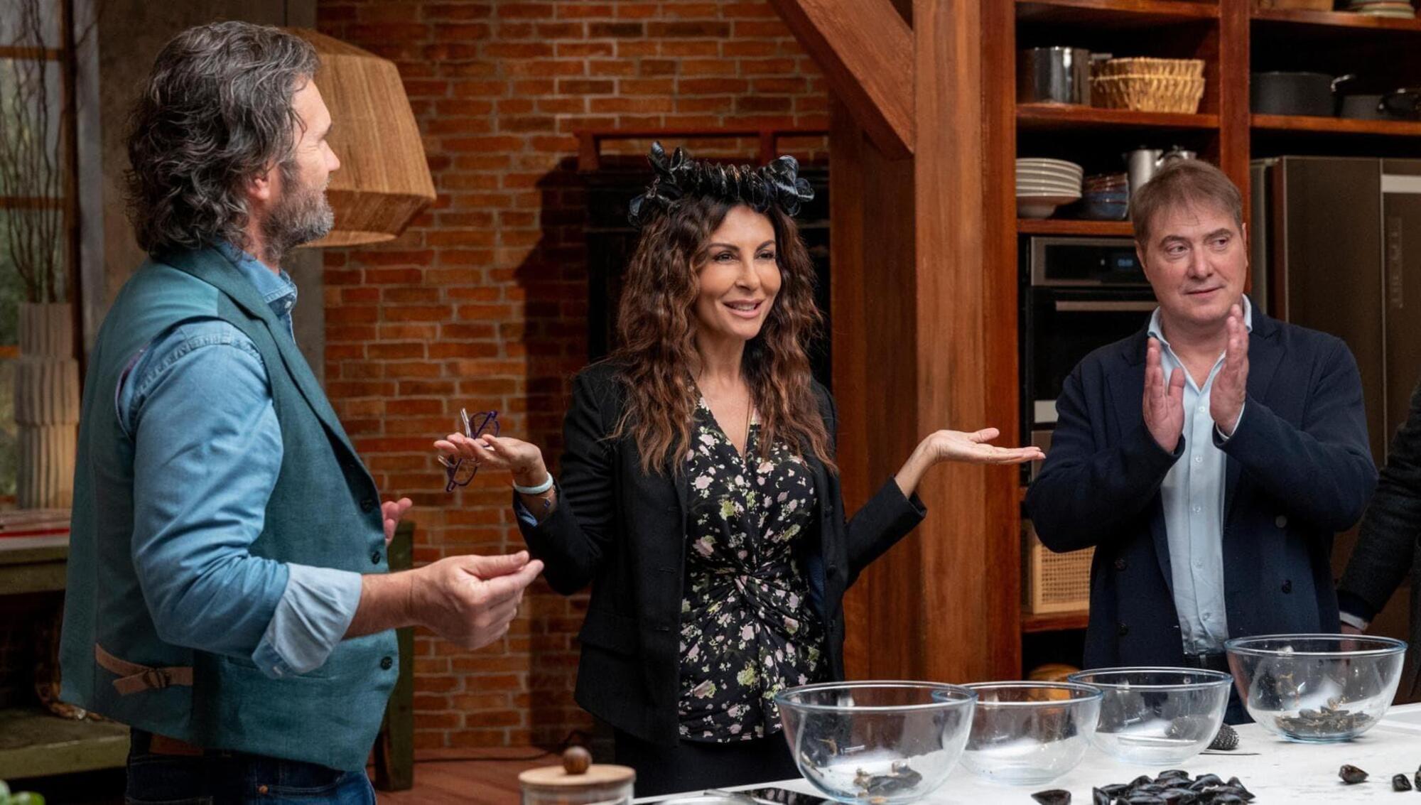 Carlo Cracco, Sabrina Ferilli e Corrado Guzzanti a "Dinner Club"